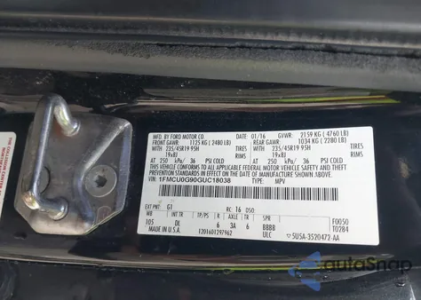 2016 Ford Escape Se z USA, uszkodzony, nr VIN 1FMCU0G90GUC18038
